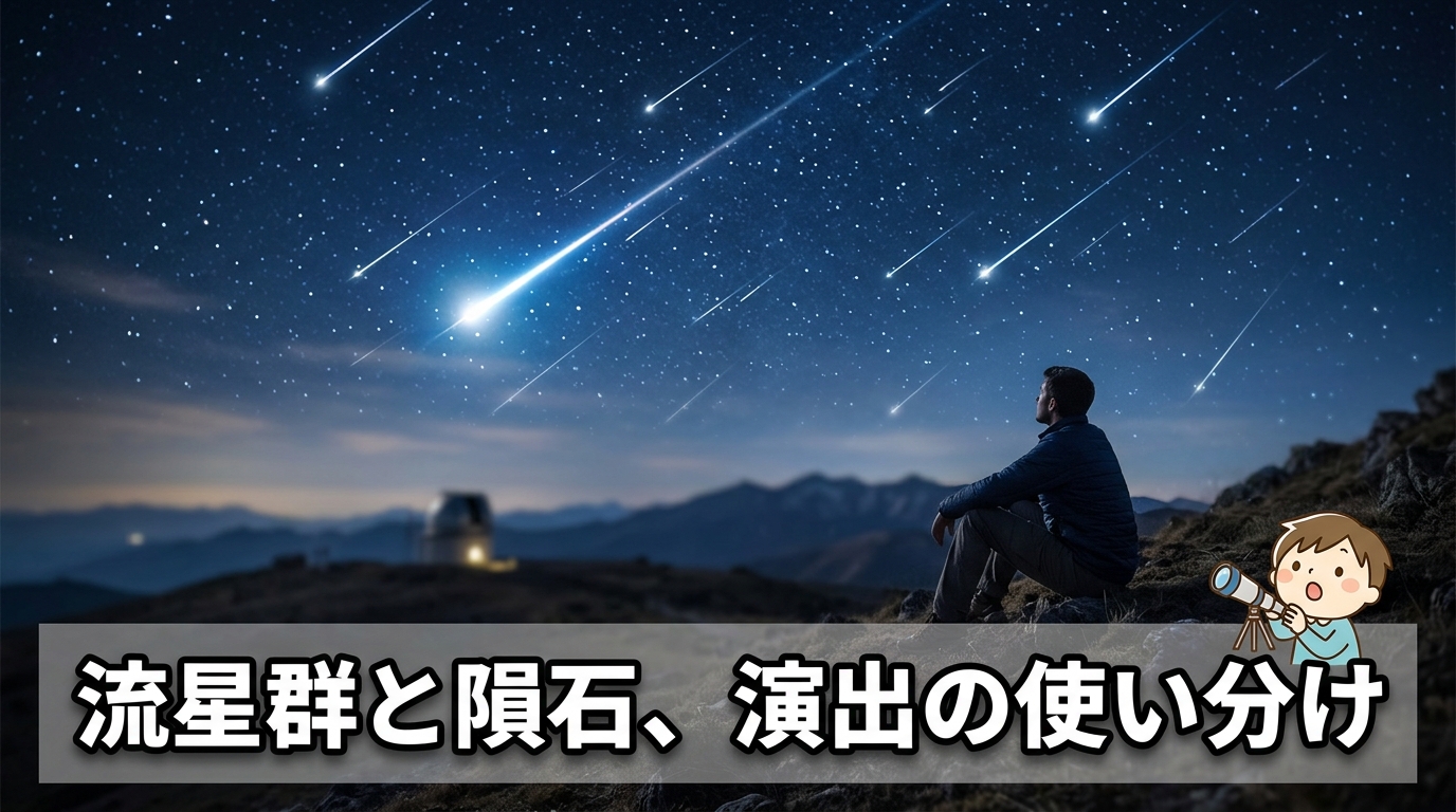 流星群と隕石の演出やキーワードの違い