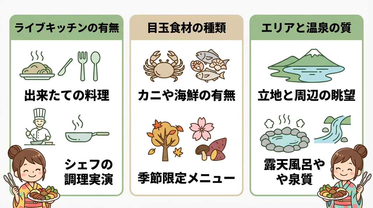箱根でバイキングが人気のホテルを選ぶ3つの比較ポイント