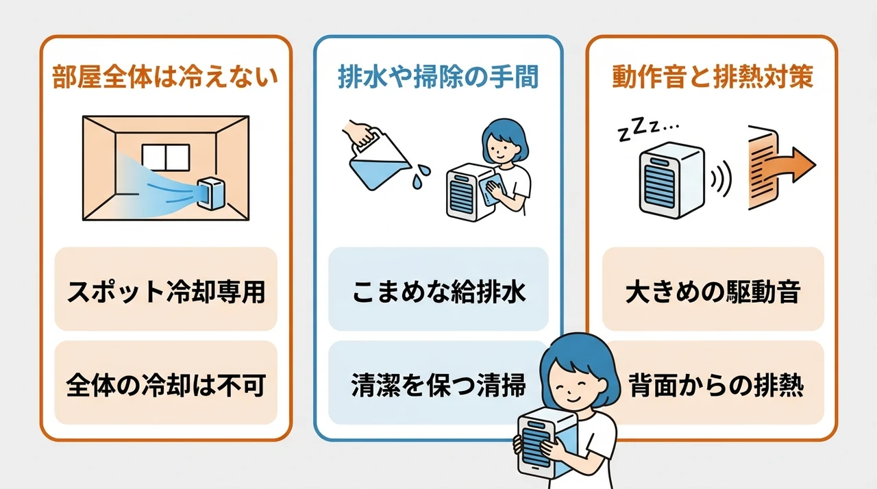 小型クーラーの購入前に知るべき3つのデメリット